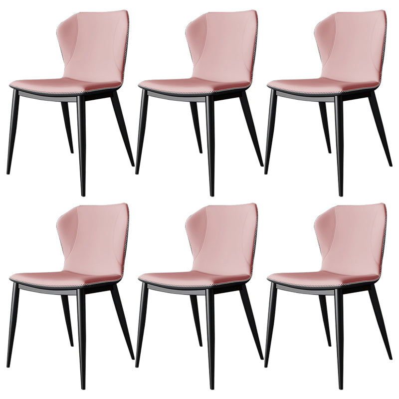 Contemporary Faux Leather Dining Chair Wingback Side Chair in Matte Finish