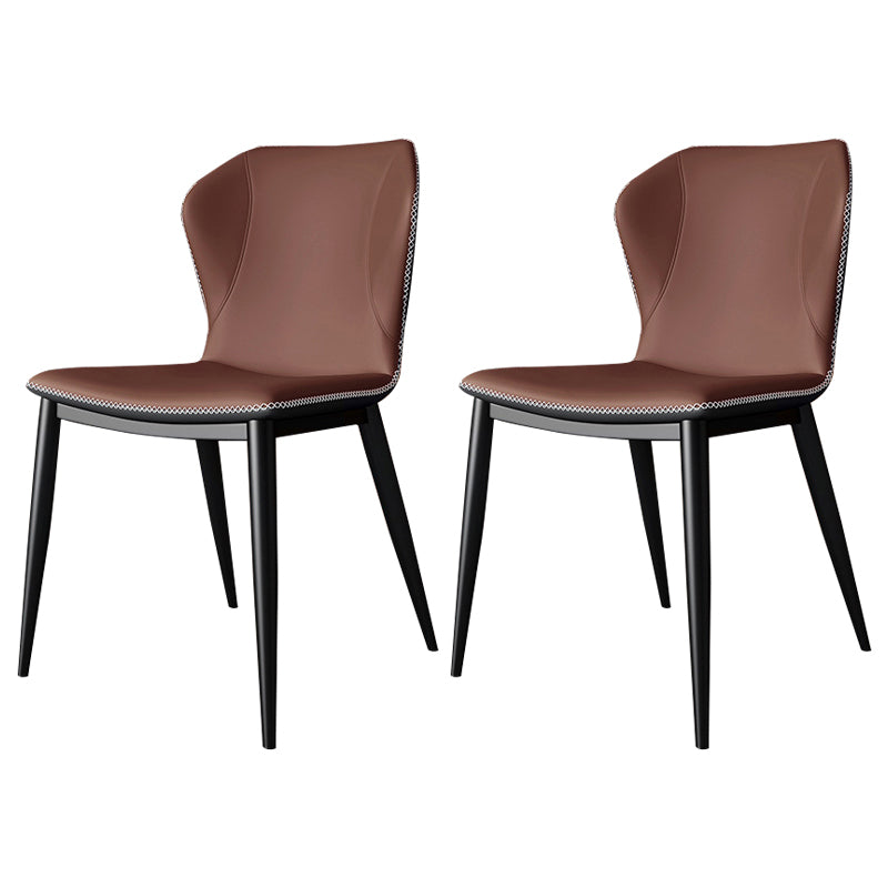 Contemporary Faux Leather Dining Chair Wingback Side Chair in Matte Finish