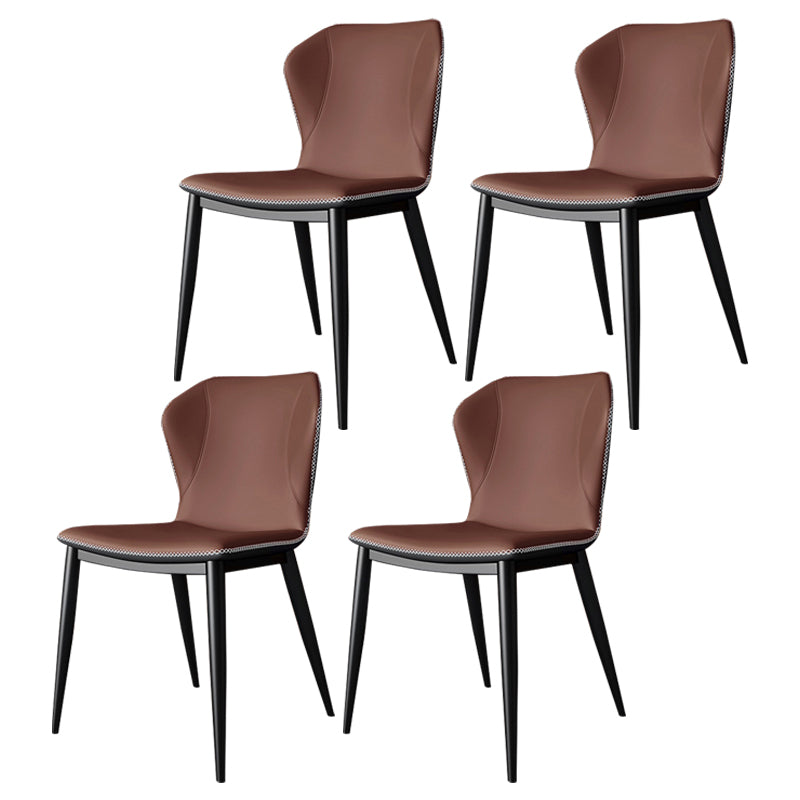 Contemporary Faux Leather Dining Chair Wingback Side Chair in Matte Finish