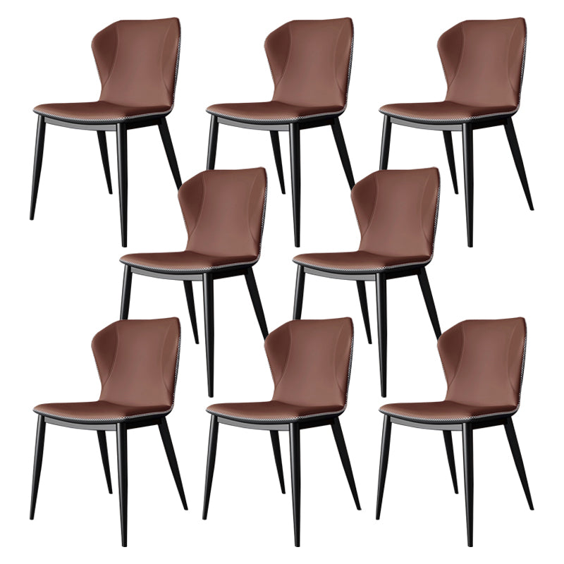 Contemporary Faux Leather Dining Chair Wingback Side Chair in Matte Finish