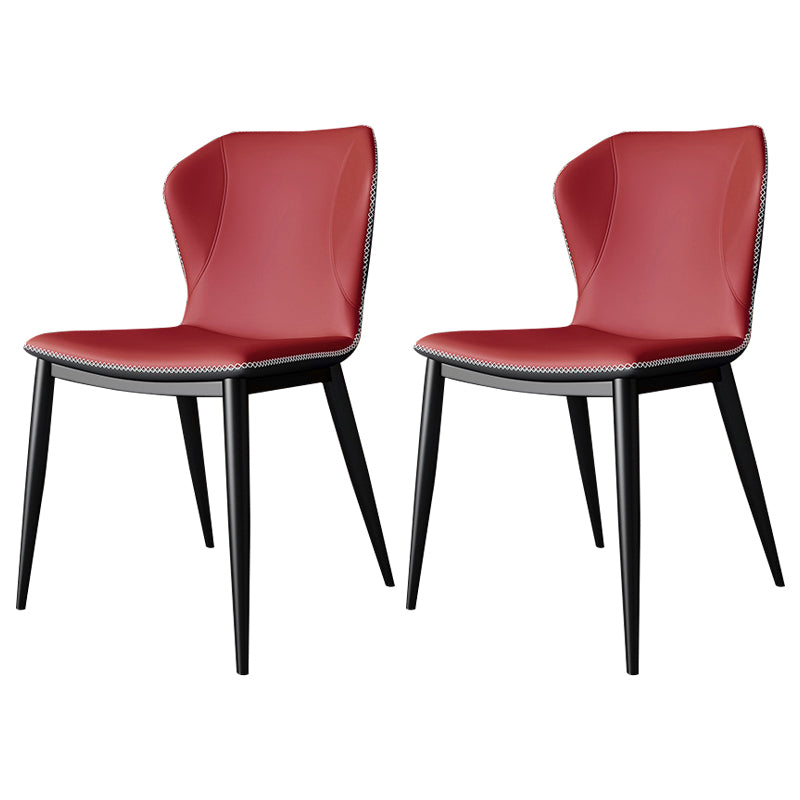 Contemporary Faux Leather Dining Chair Wingback Side Chair in Matte Finish
