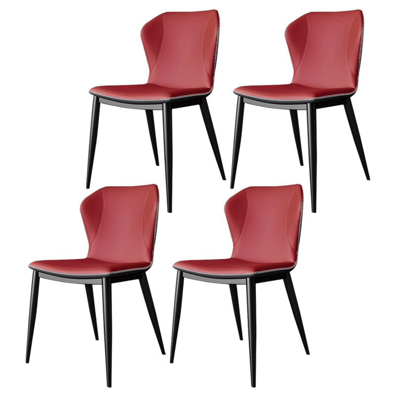 Contemporary Faux Leather Dining Chair Wingback Side Chair in Matte Finish