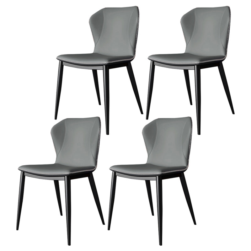 Contemporary Faux Leather Dining Chair Wingback Side Chair in Matte Finish