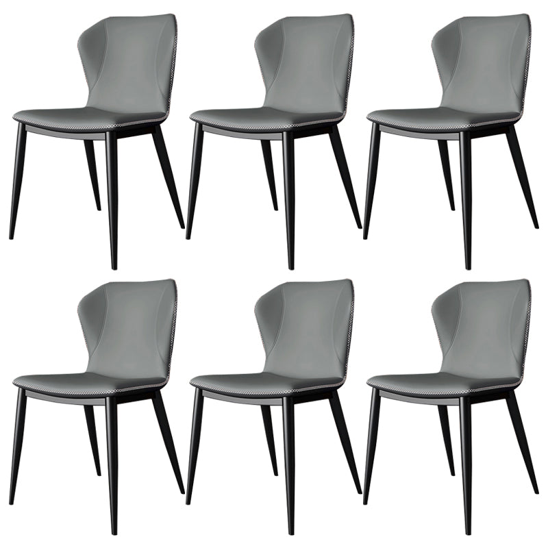 Contemporary Faux Leather Dining Chair Wingback Side Chair in Matte Finish