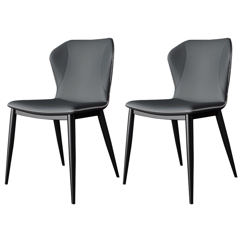 Contemporary Faux Leather Dining Chair Wingback Side Chair in Matte Finish