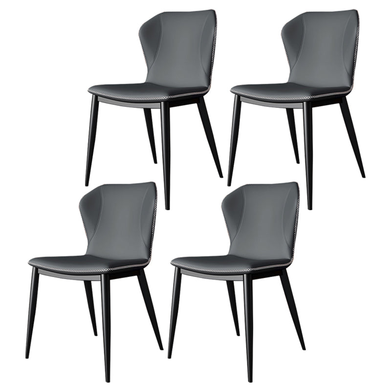 Contemporary Faux Leather Dining Chair Wingback Side Chair in Matte Finish