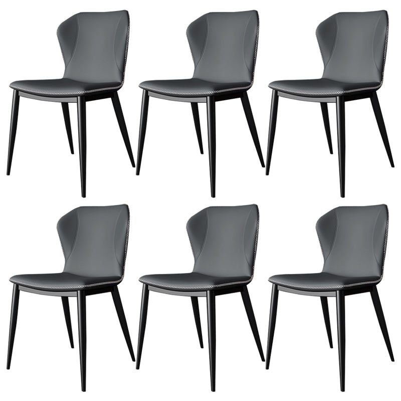 Contemporary Faux Leather Dining Chair Wingback Side Chair in Matte Finish