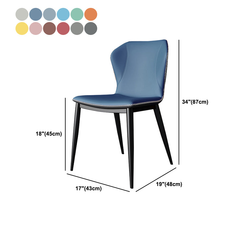 Contemporary Faux Leather Dining Chair Wingback Side Chair in Matte Finish