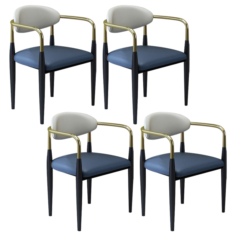 Modern Faux Leather Dining Chair Open Back Dining Side Furniture in Matte Finish for Home