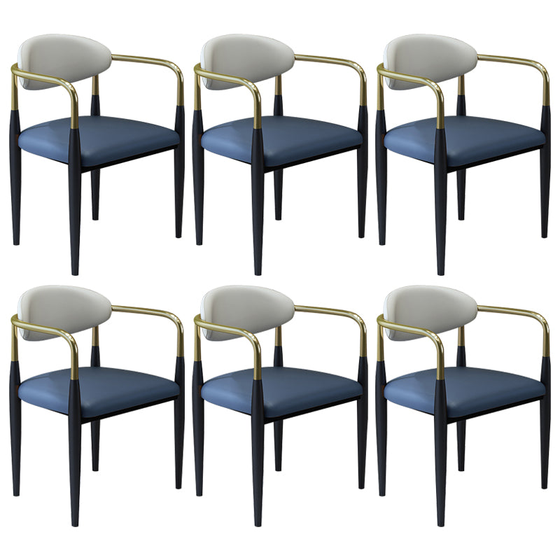 Modern Faux Leather Dining Chair Open Back Dining Side Furniture in Matte Finish for Home