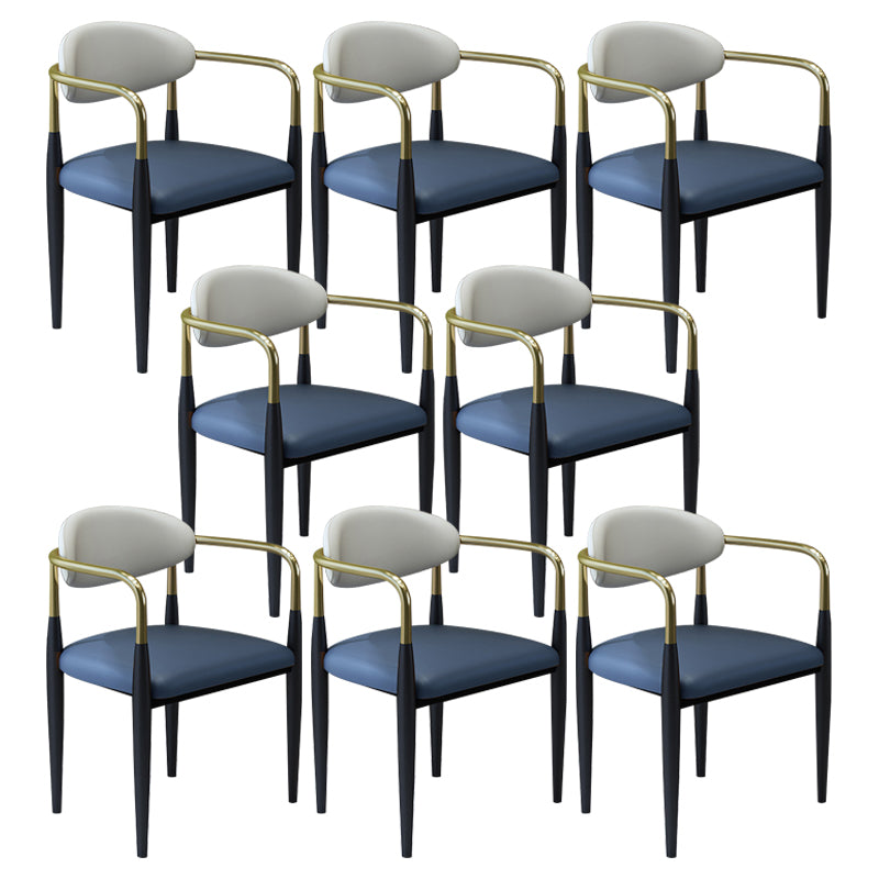 Modern Faux Leather Dining Chair Open Back Dining Side Furniture in Matte Finish for Home