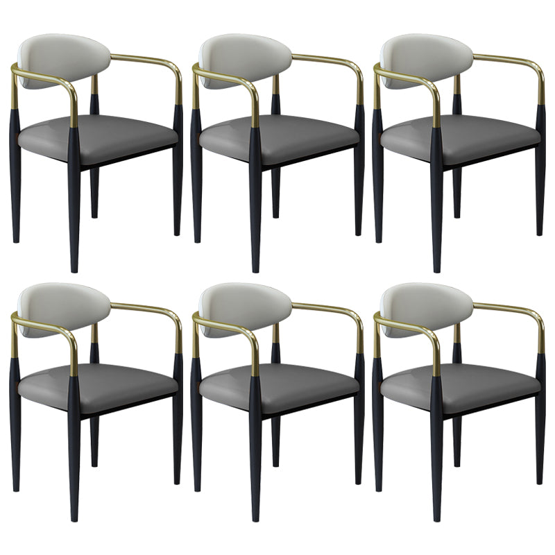 Modern Faux Leather Dining Chair Open Back Dining Side Furniture in Matte Finish for Home