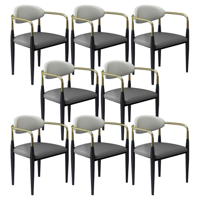 Modern Faux Leather Dining Chair Open Back Dining Side Furniture in Matte Finish for Home