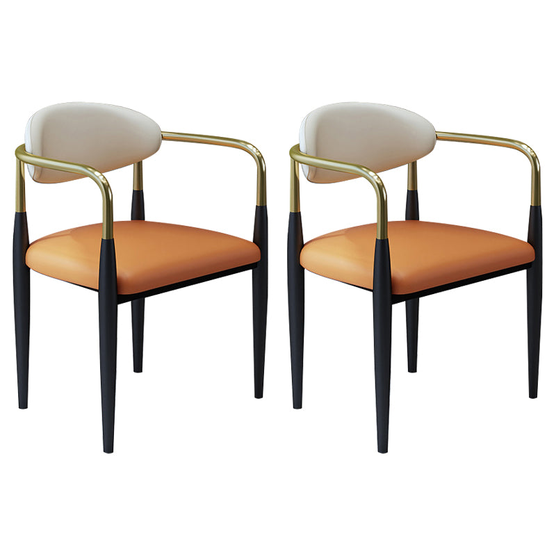 Modern Faux Leather Dining Chair Open Back Dining Side Furniture in Matte Finish for Home