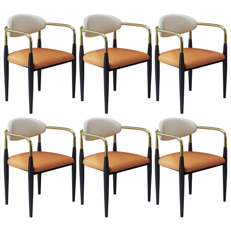 Modern Faux Leather Dining Chair Open Back Dining Side Furniture in Matte Finish for Home