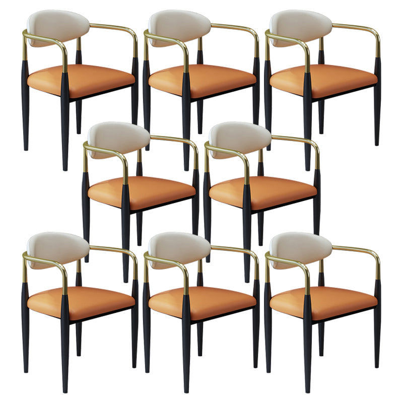 Modern Faux Leather Dining Chair Open Back Dining Side Furniture in Matte Finish for Home