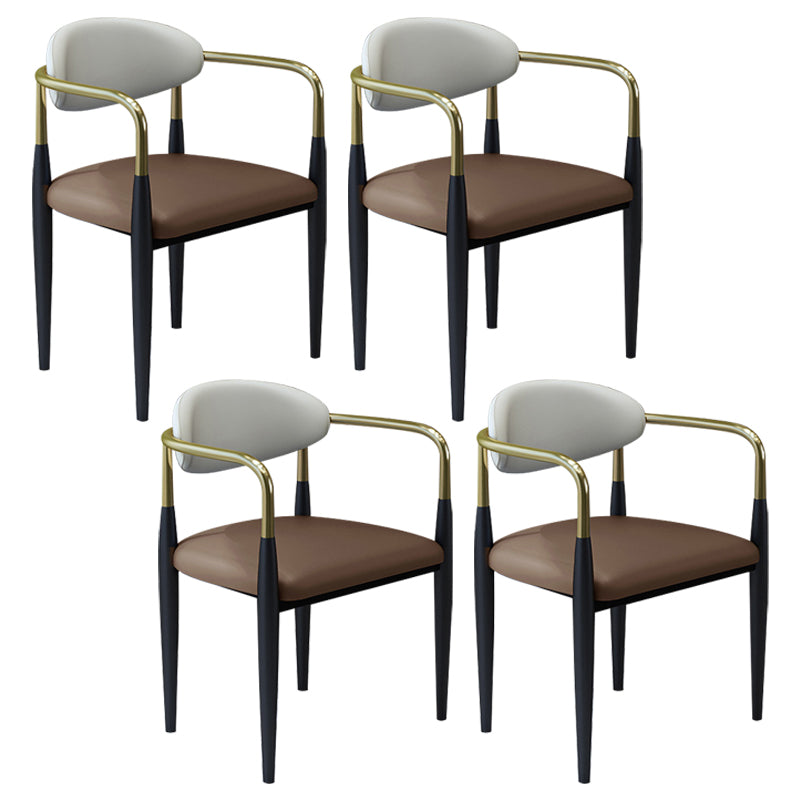 Modern Faux Leather Dining Chair Open Back Dining Side Furniture in Matte Finish for Home