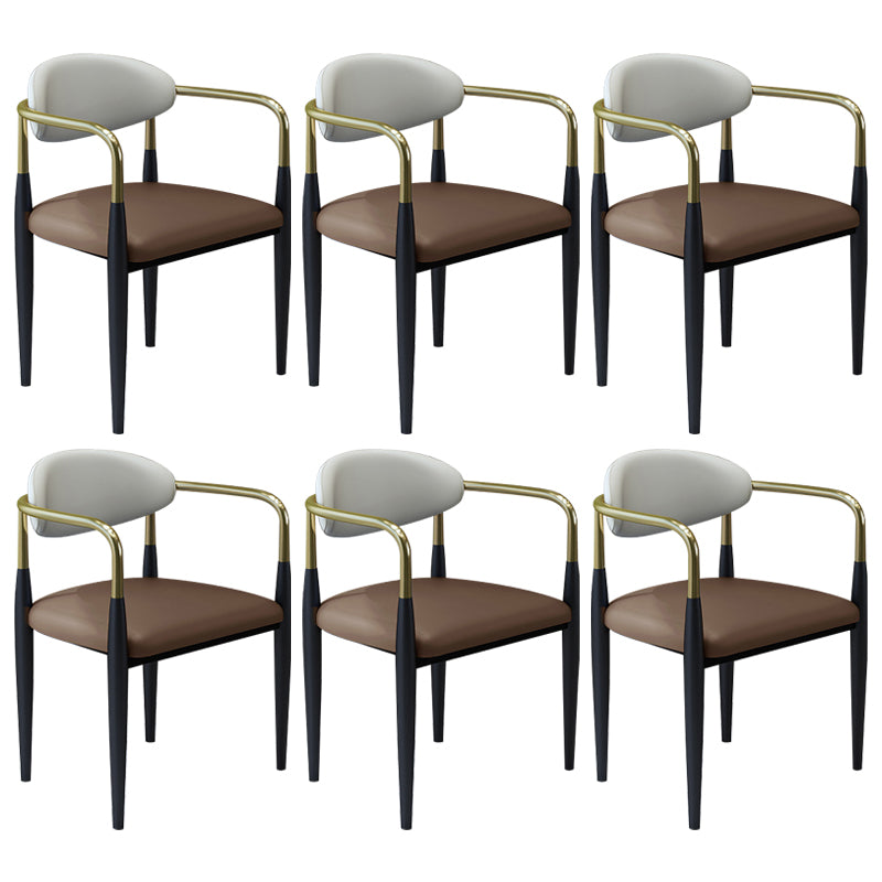 Modern Faux Leather Dining Chair Open Back Dining Side Furniture in Matte Finish for Home