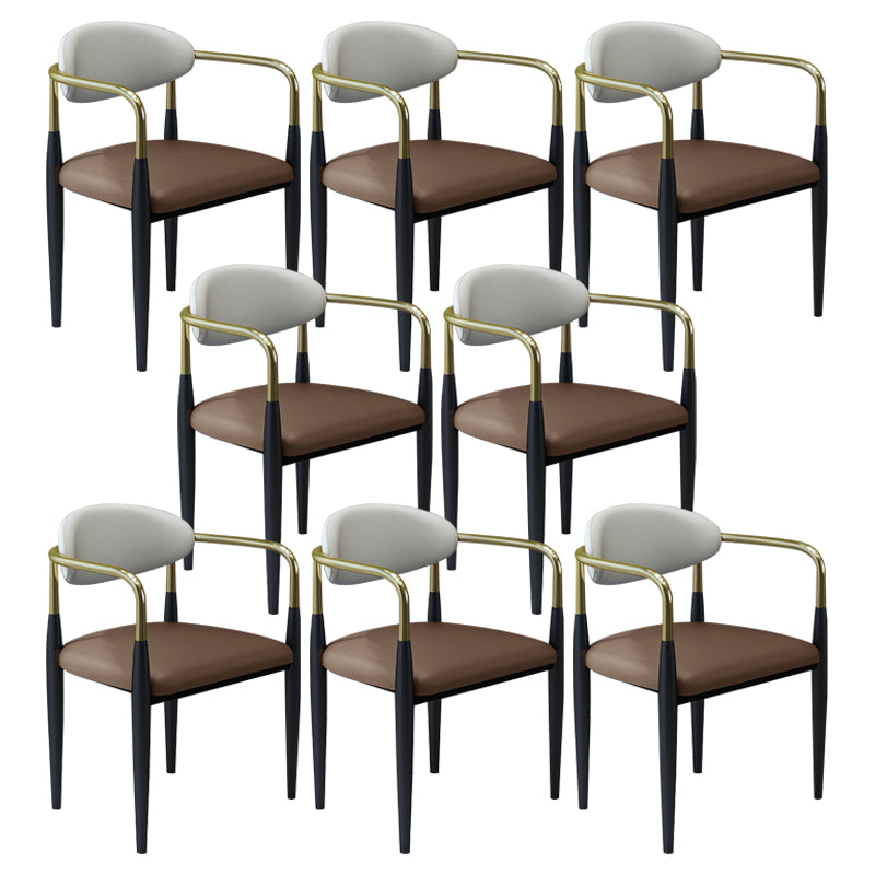 Modern Faux Leather Dining Chair Open Back Dining Side Furniture in Matte Finish for Home