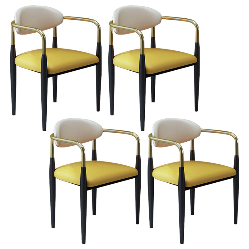Modern Faux Leather Dining Chair Open Back Dining Side Furniture in Matte Finish for Home