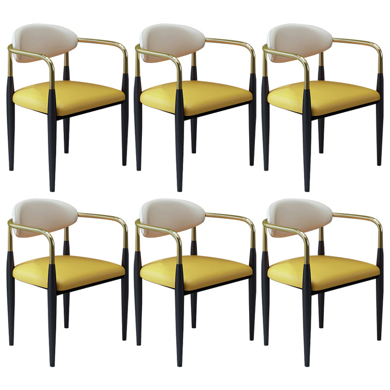 Modern Faux Leather Dining Chair Open Back Dining Side Furniture in Matte Finish for Home