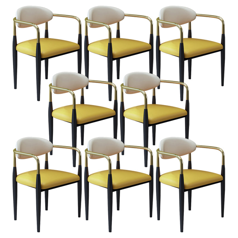 Modern Faux Leather Dining Chair Open Back Dining Side Furniture in Matte Finish for Home
