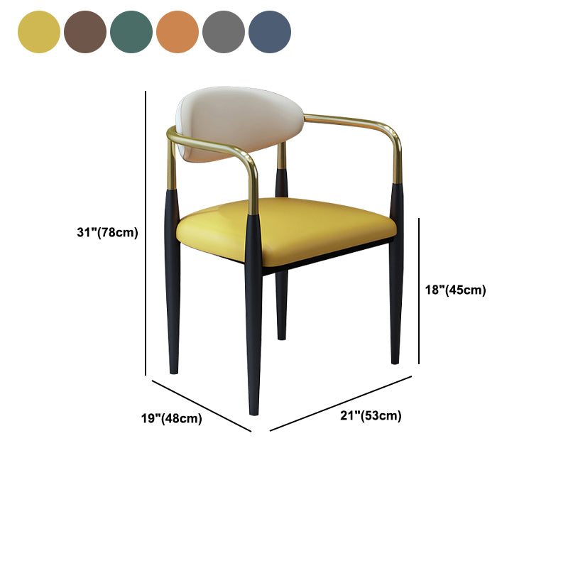 Modern Faux Leather Dining Chair Open Back Dining Side Furniture in Matte Finish for Home