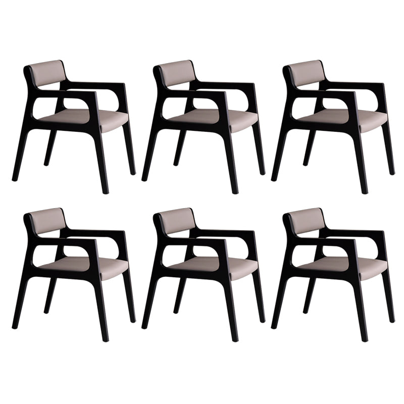 Modern Upholstered Dining Arm Chair Solid Wood Chair with Black Legs