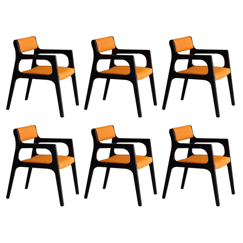 Modern Upholstered Dining Arm Chair Solid Wood Chair with Black Legs