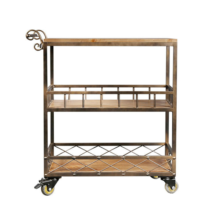 Rolling Industrial Kitchen Trolley Wooden Kitchen Trolley for Dining Room