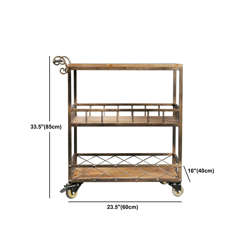 Rolling Industrial Kitchen Trolley Wooden Kitchen Trolley for Dining Room