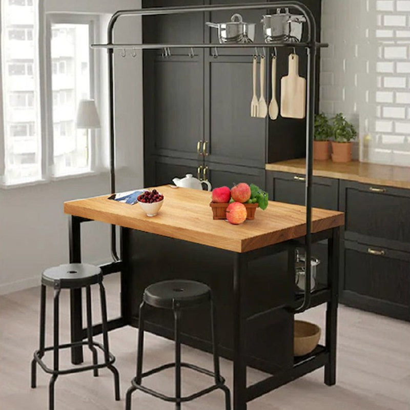 Industrial Style Wooden Kitchen Island Metal Kitchen Island Table