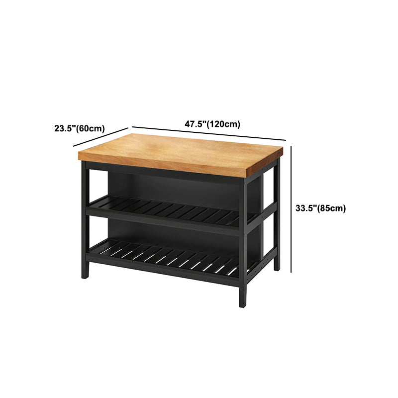 Industrial Style Wooden Kitchen Island Metal Kitchen Island Table