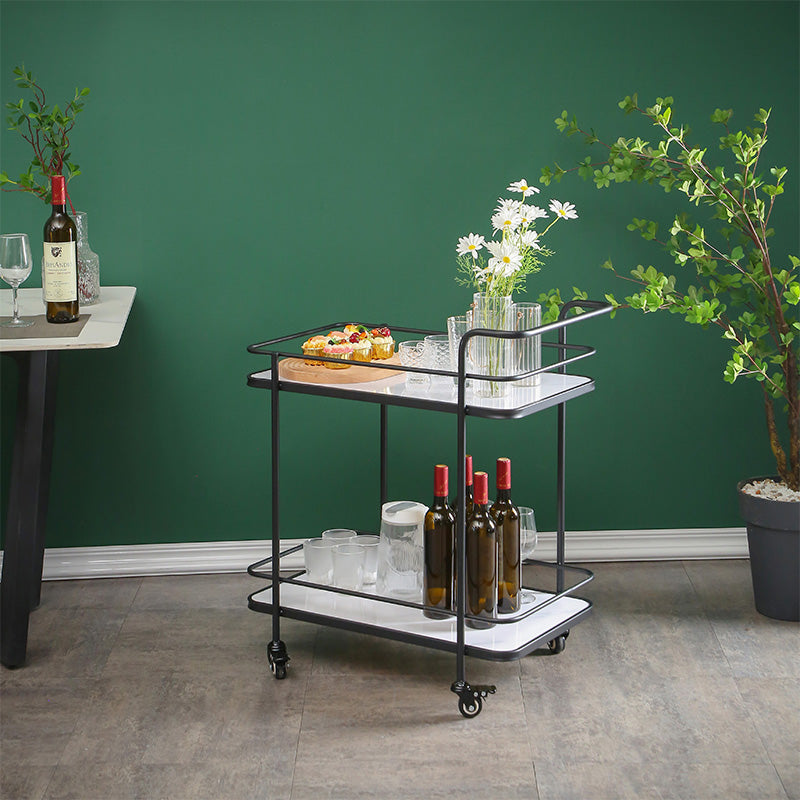 Modern 31.5"H Rolling Prep Table Metal Rectangular Prep Table for Home Use