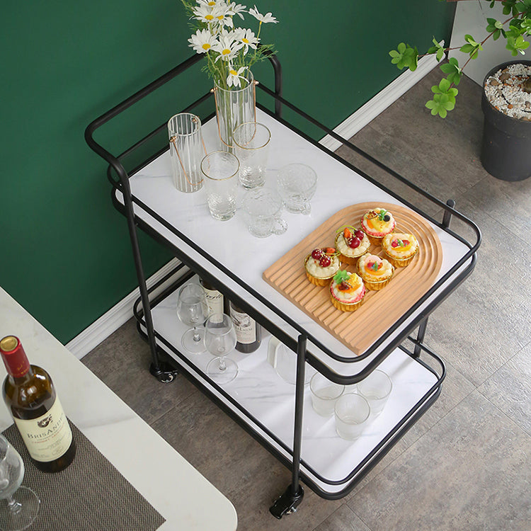 Modern 31.5"H Rolling Prep Table Metal Rectangular Prep Table for Home Use
