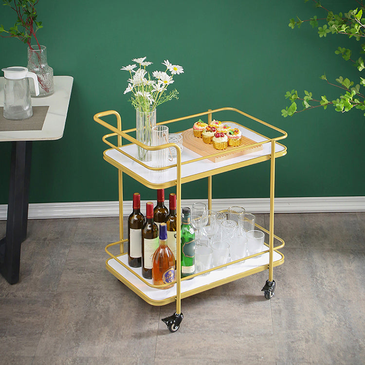 Modern 31.5"H Rolling Prep Table Metal Rectangular Prep Table for Home Use