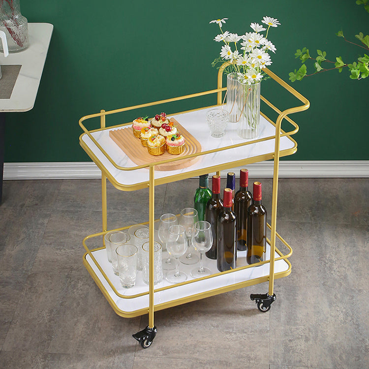 Modern 31.5"H Rolling Prep Table Metal Rectangular Prep Table for Home Use