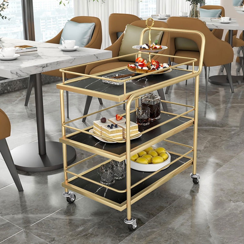 33.86"H Rolling Modern Prep Table Metal Prep Table for Dining Room