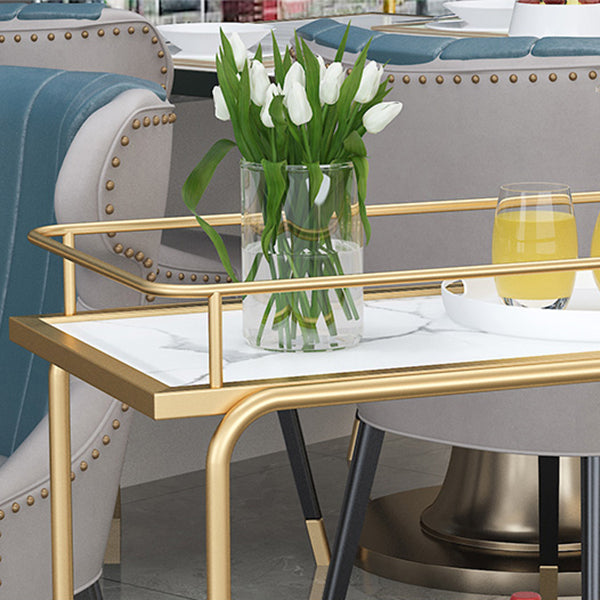 33.86"H Rolling Modern Prep Table Metal Prep Table for Dining Room