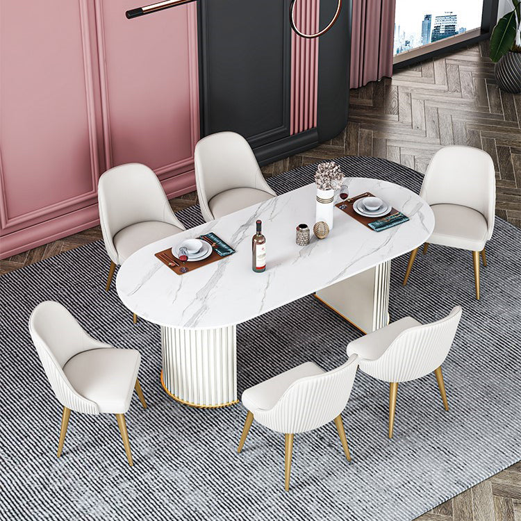 Traditional Luxury Dining Table Oval Sintered Stone Table for Home