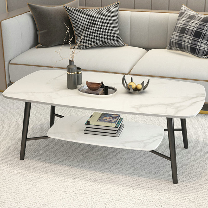 4 Legs Coffee Table Shelf Included Rectangular Cocktail Table