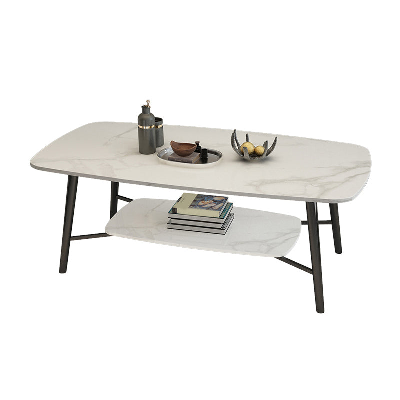 4 Legs Coffee Table Shelf Included Rectangular Cocktail Table