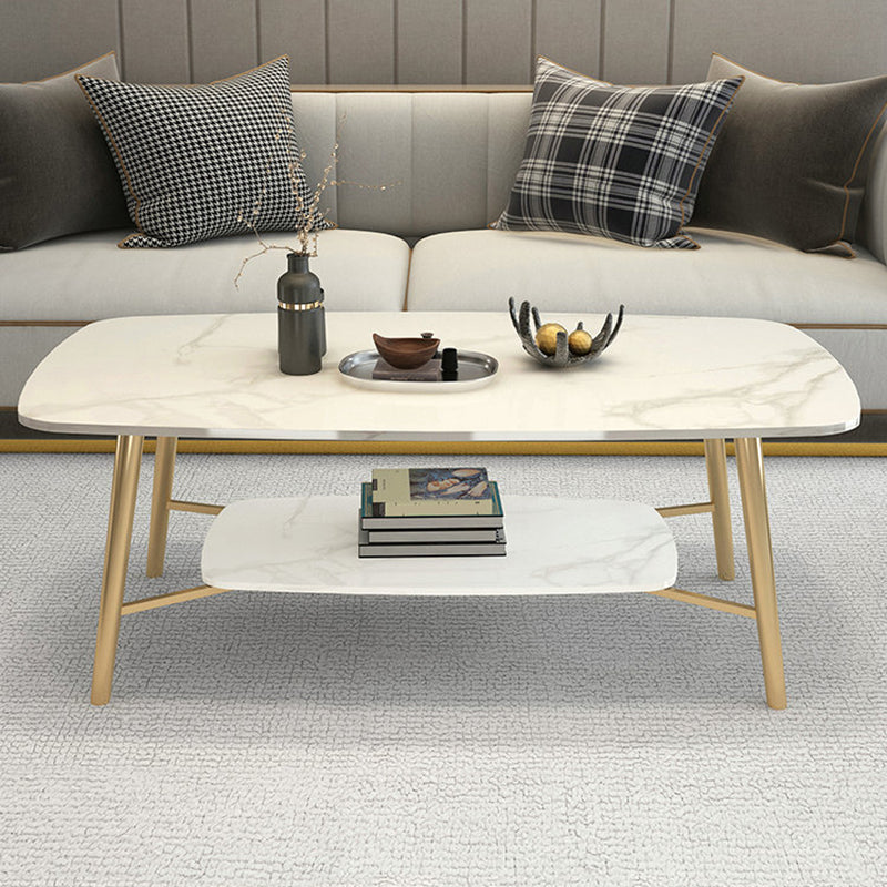 4 Legs Coffee Table Shelf Included Rectangular Cocktail Table