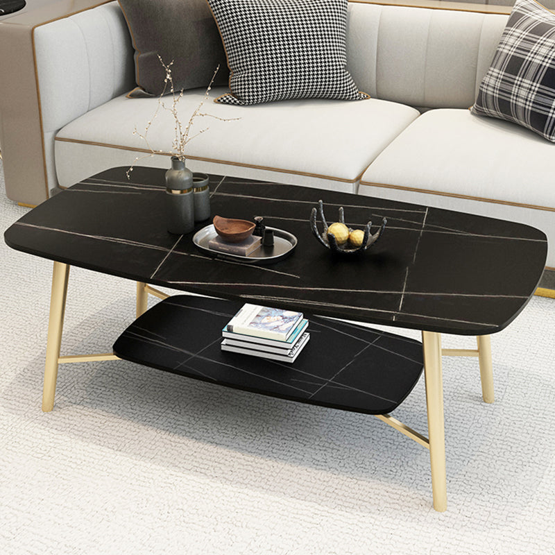 4 Legs Coffee Table Shelf Included Rectangular Cocktail Table