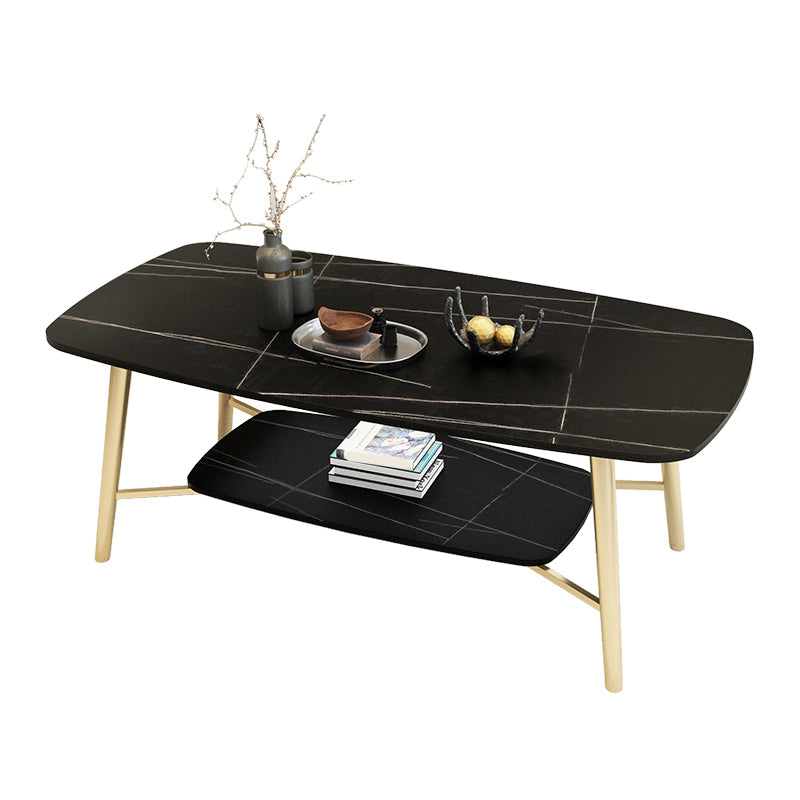 4 Legs Coffee Table Shelf Included Rectangular Cocktail Table