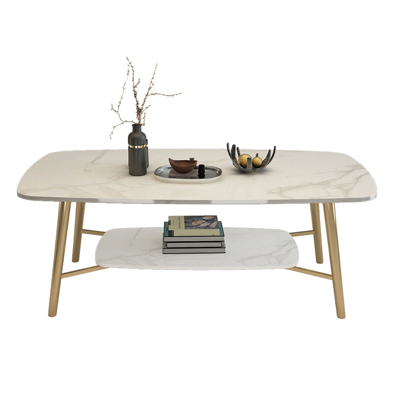4 Legs Coffee Table Shelf Included Rectangular Cocktail Table