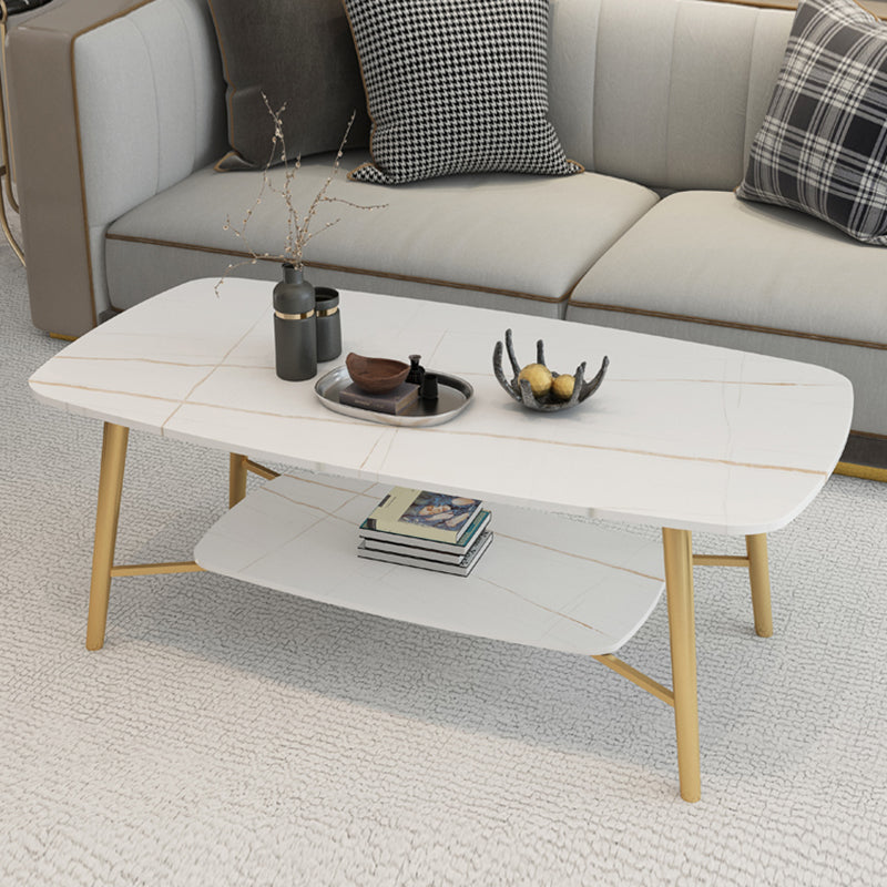 4 Legs Coffee Table Shelf Included Rectangular Cocktail Table
