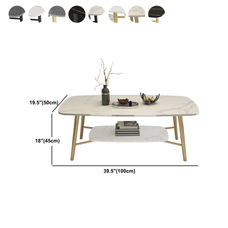 4 Legs Coffee Table Shelf Included Rectangular Cocktail Table
