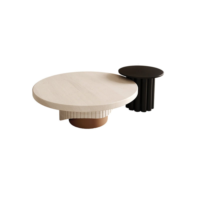 Nordic Wood Pedestal Coffee Table Macaroon Round Nesting Coffee Table