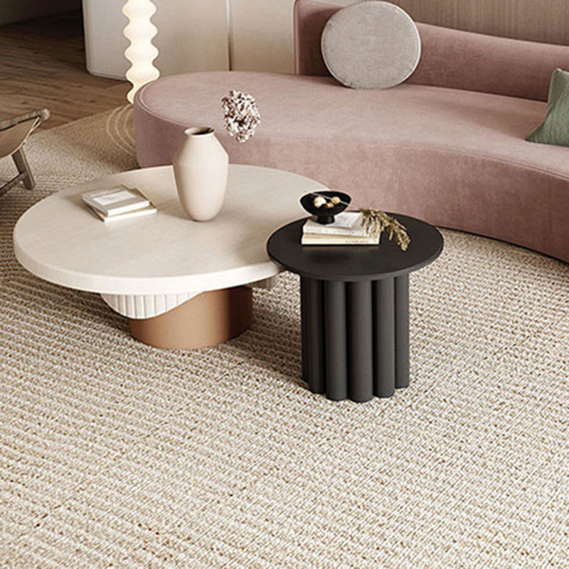 Nordic Wood Pedestal Coffee Table Macaroon Round Nesting Coffee Table